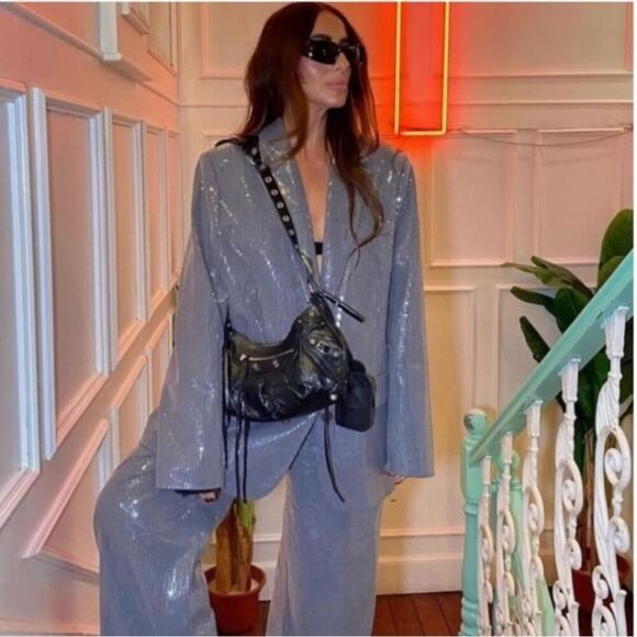 ZARA OVERSIZED SEQUIN BLAZER - Picture 6 of 16